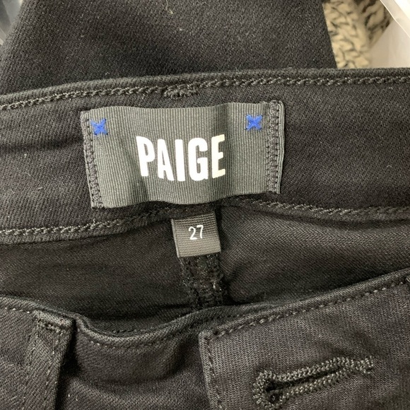 Paige Verdugo Ankle Black Jeans Distressed Women’s Size 27 Ripped Knees Skinny - Picture 3 of 17